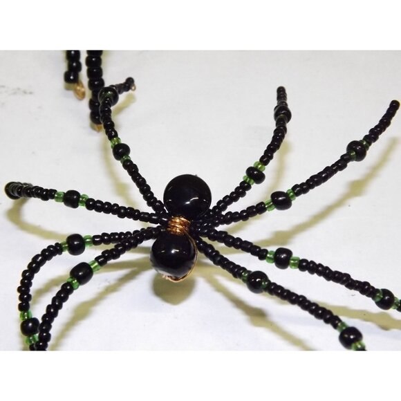 Handmade Beaded Spider Ornaments Set Of 7 Decor Figurines Beads Stones Ooak BagD - Picture 10 of 16